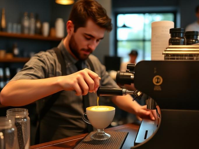 Barista at work — Images and Photos created by www.High-Salary-Jobs.com — The Website that Shows you real Work Incomes in Relation to Roles and Education