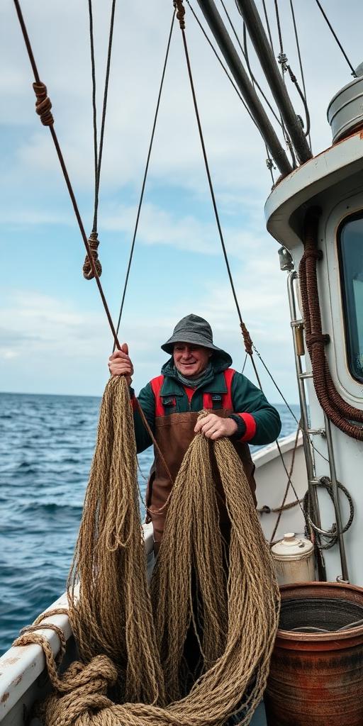 Fisher / Deckhand at work — Images and Photos created by www.High-Salary-Jobs.com — The Website that Shows you real Work Incomes in Relation to Roles and Education