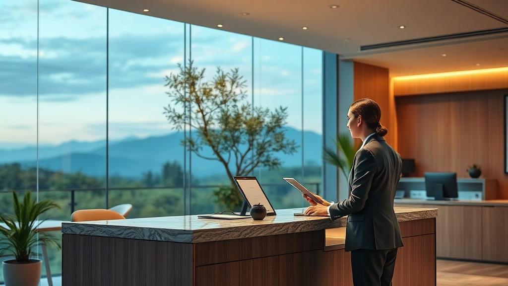 Hotel Receptionist at work — Images and Photos created by www.High-Salary-Jobs.com — The Website that Shows you real Work Incomes in Relation to Roles and Education