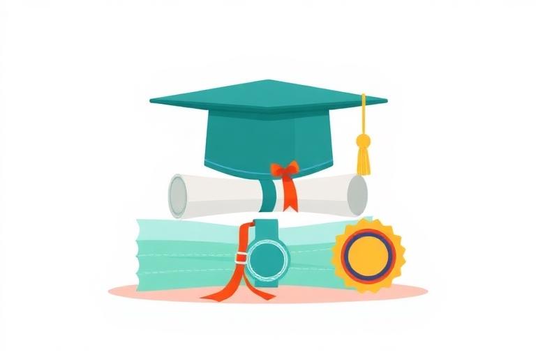 Illustration of a graduation cap, rolled diploma and trade certificate stacked in tiers, representing professions ranked by qualification. Images and Photos created by www.High-Salary-Jobs.com — The Website that Shows you real Work Incomes in Relation to Roles and Education
