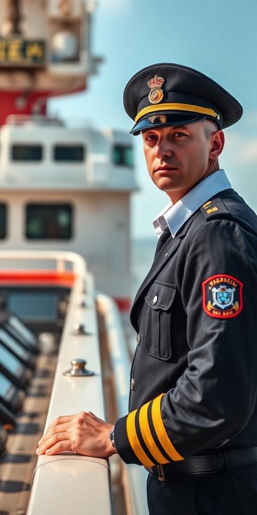 Ship Captain / Master Mariner at work — Images and Photos created by www.High-Salary-Jobs.com — The Website that Shows you real Work Incomes in Relation to Roles and Education